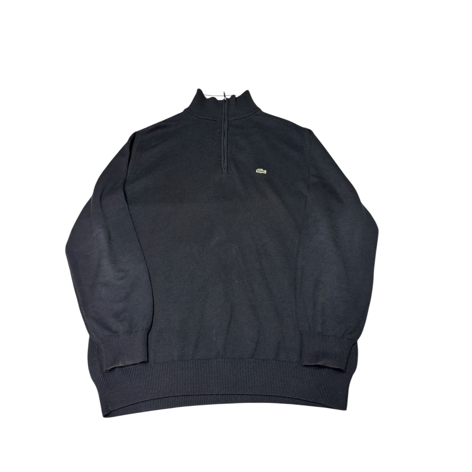 Lacoste Men's Black 1/4 Zip Mock Neck Sweater Cotton Size 4